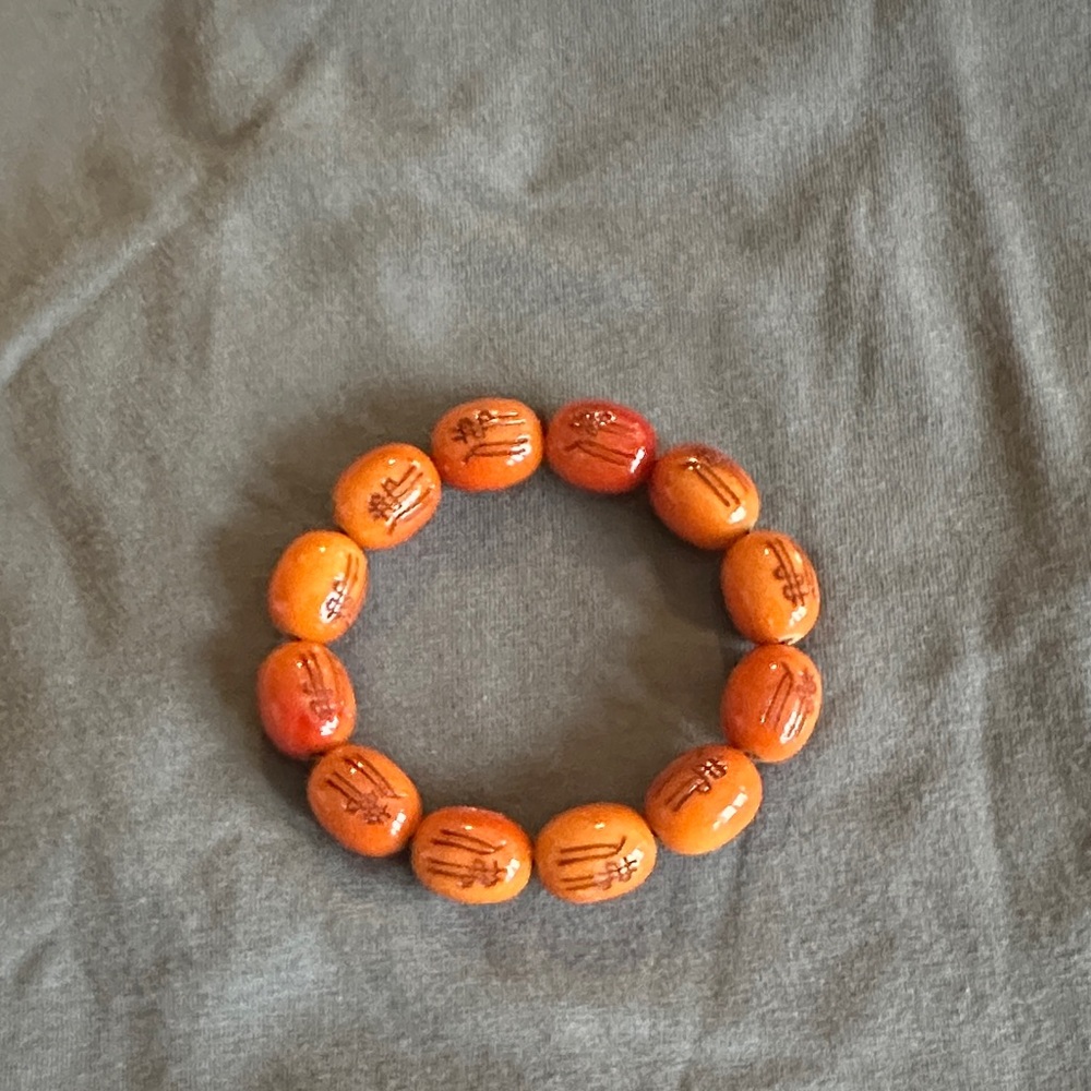 Handcrafted Orange Beaded Bracelet